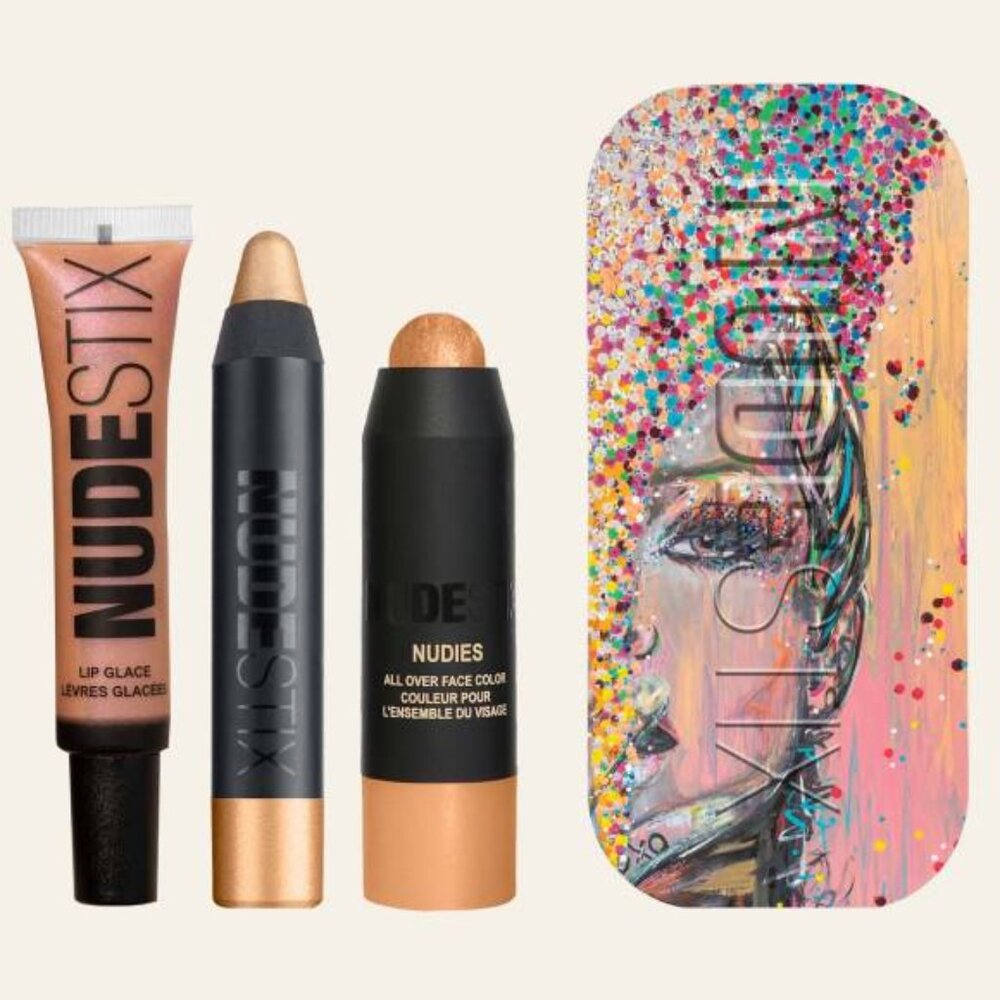 Nudestix Mini NudeGold Glam 3Pc eye and lip palette Kit